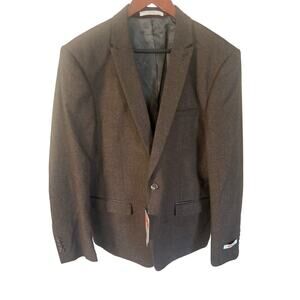 Edge by WD NY Mens Blazer Suit Jacket Brown Tweed Slim Fit One Button Sz L NEW